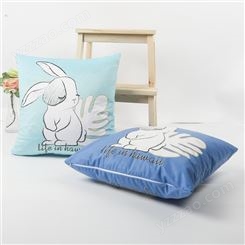 生产兔子卡通荷兰绒抱枕 办公室午睡绒靠垫汽车沙发靠枕定制