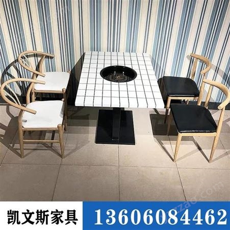 仿大理石火锅桌子配套餐椅 简易餐厅饭馆甜品店椅子