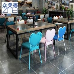 深圳烧烤店餐桌餐椅 烤鱼餐厅家具 工业风复古实木餐桌椅组合供应商众美德