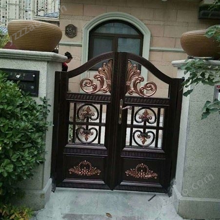 简约铝艺栏杆仿铜拉丝大门自建房新款院子门