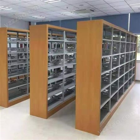 河北图书架厂家钢制单面双面书架 学校图书馆钢木书架支持定制