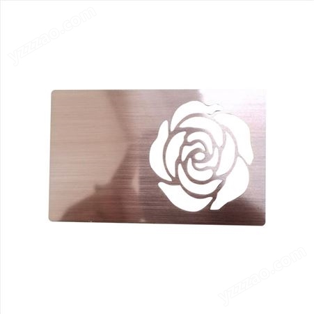 设计玫瑰金卡 镂空名片磨砂腐蚀卡片红红火火供应不锈钢金属卡定制拉丝会员卡