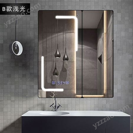 双门卫生间智能镜子 挂墙式led镜 三色灯光变换化妆镜 储物镜柜