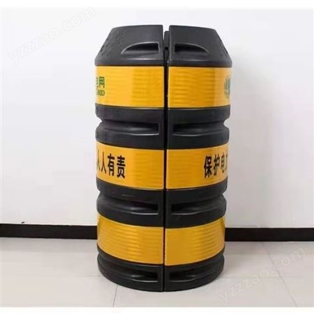电线杆安全警示交通圆柱型防撞桶防撞墩带反光膜电杆保护桶
