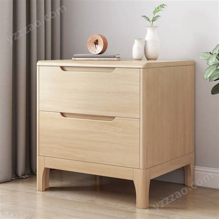 北欧床头柜实木现代简约卧室免安装高级床头柜简易款原木家用