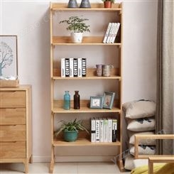 搏德森全实木书架简约现代橡胶木置物架组合北欧客厅家用收纳柜