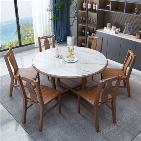 搏德森现代新中式家具白蜡木餐桌椅全实木圆桌定制批发
