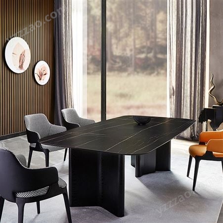 搏德森设计师高定/意式轻奢岩板餐桌饭桌现代方形餐桌椅厂家