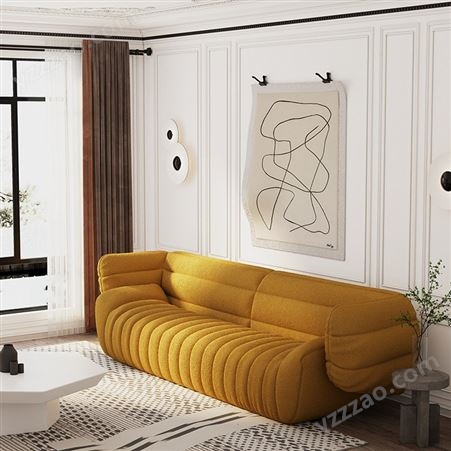 搏德森轻奢baxter香蕉科技布羊羔绒布艺沙发异形创意简约现代客厅设计师家具定制厂家
